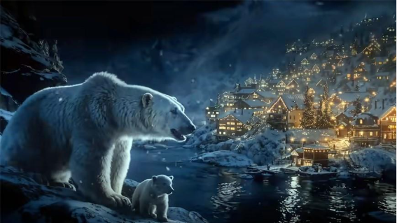 A polar bear and a baby bear by a river

AI-generated content may be incorrect.