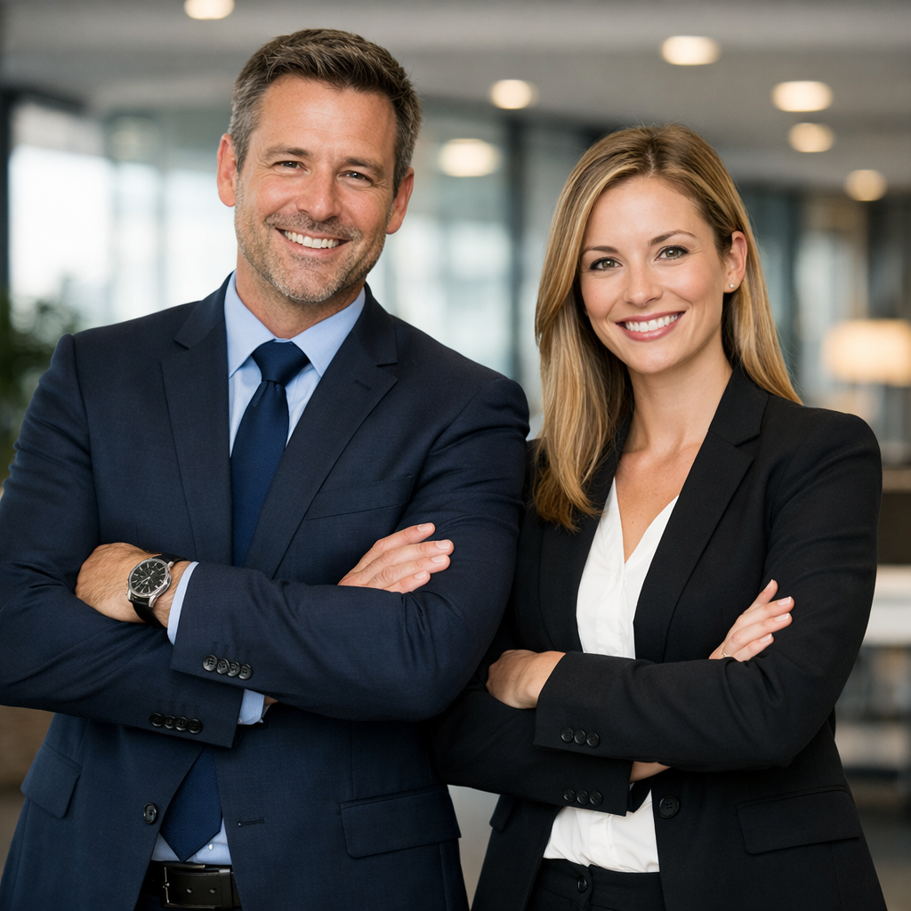 photographic Male and female Professional posing in office-1 photographic Male and female Professional posing in office-1